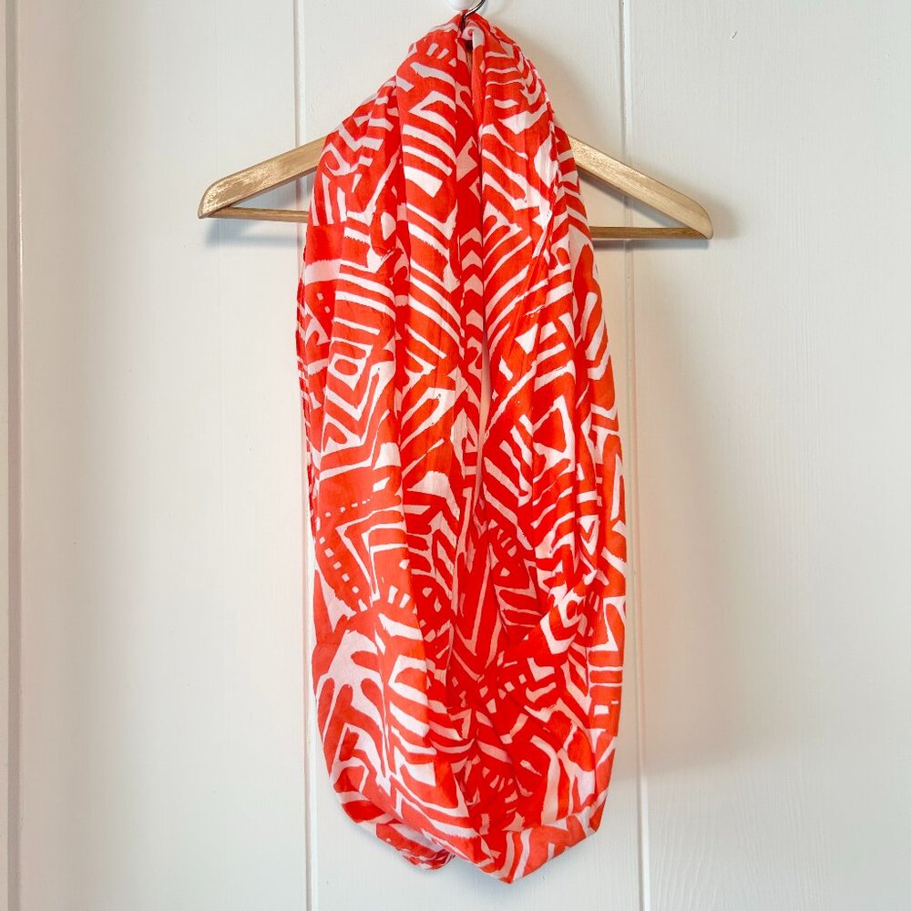 J.Crew Orange White Cotton Infinity Scarf